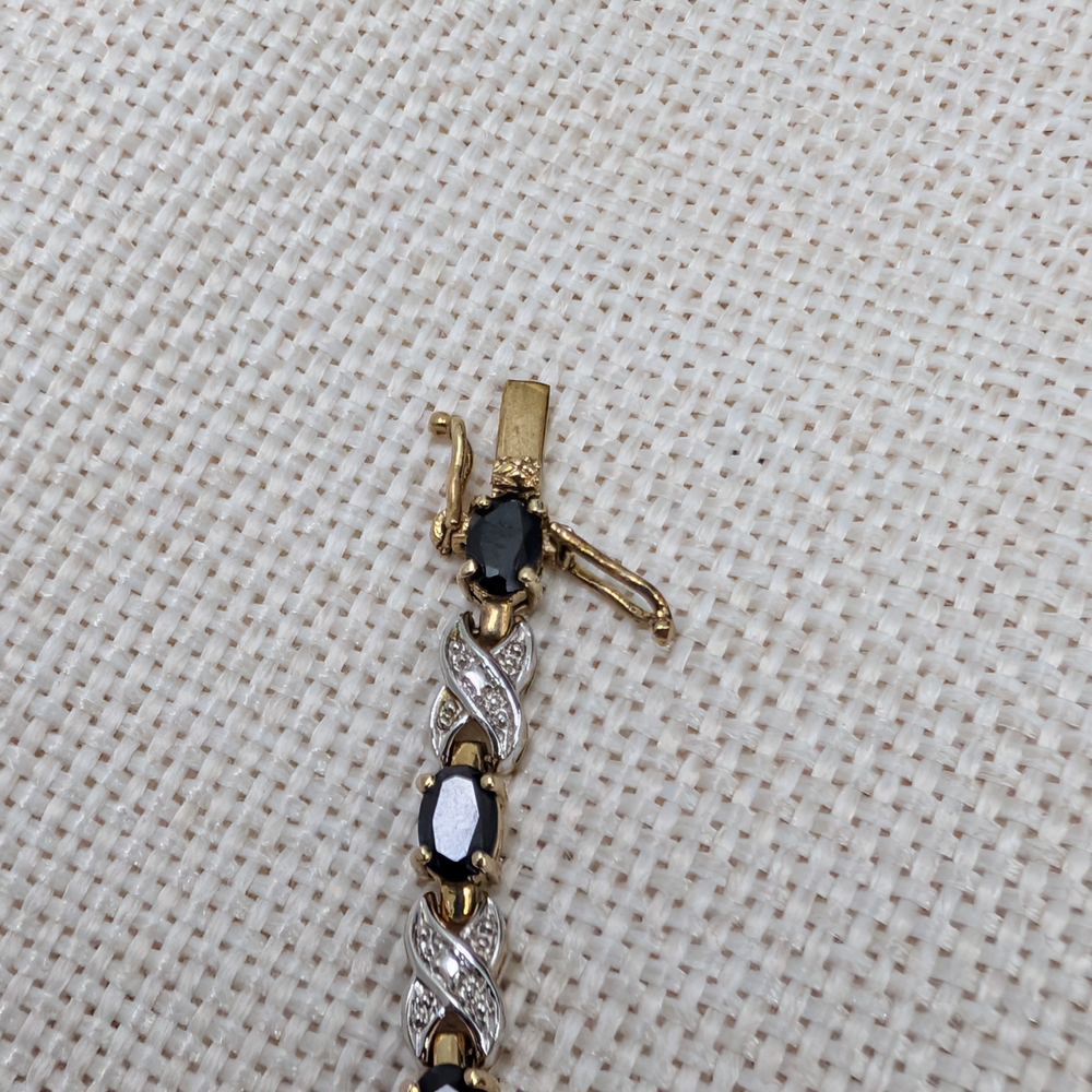 Vintage 925 Sterling Silver Gold Vermeil Black Onyx Bracelet | 7.25" | 12.2g - Picture 15 of 17